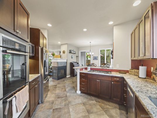Fireplace, Interior, Kitchen, Pendant Lights, Recessed Lighting