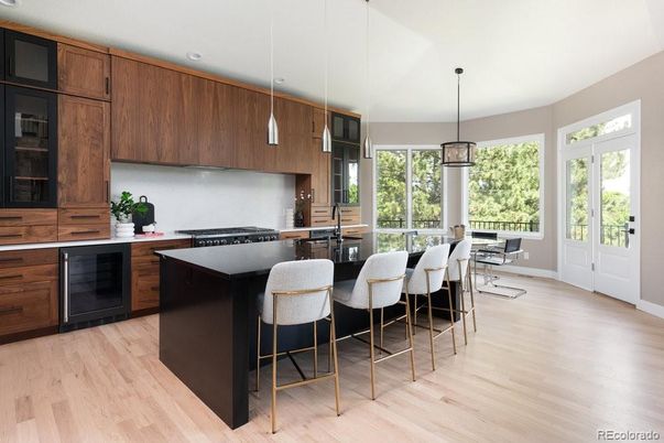 Interior, Kitchen, Pendant Lights, Recessed Lighting, Wood Texture Flooring