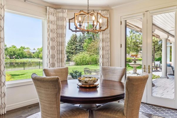 Chandelier, Dining room, Interior, Wood Texture Flooring