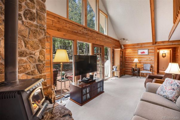Fireplace, Interior, Living room, Stone Walls, Wooden Walls