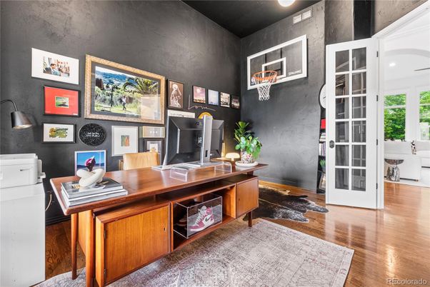 Home Office, Interior, Recessed Lighting, Wood Texture Flooring