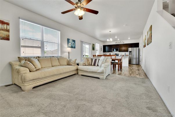 Dining room, Interior, Kitchen, Living room, Pendant Lights, Stainless Steel Appliances