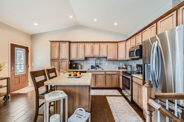 Interior, Kitchen, Recessed Lighting, Wood Texture Flooring