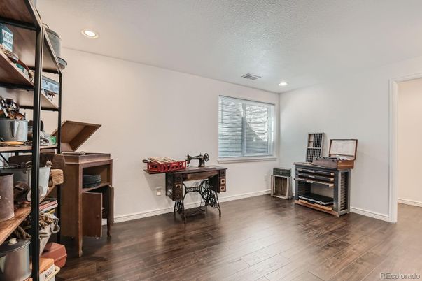 Home Office, Interior, Recessed Lighting, Wood Texture Flooring