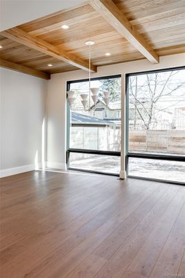 Empty room, Interior, Recessed Lighting, Wooden Beams, Wooden Ceilings, Wood Texture Flooring