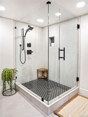 Bathroom, Glass Shower, Interior, Recessed Lighting