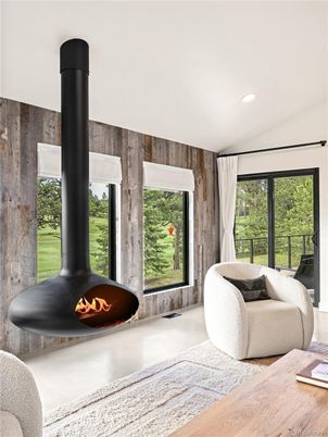 Fireplace, Interior, Recessed Lighting, Wooden Walls