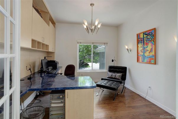 Home Office, Interior, Pendant Lights, Wood Texture Flooring