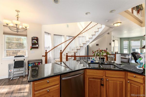 Chandelier, Interior, Kitchen, Recessed Lighting, Wood Texture Flooring