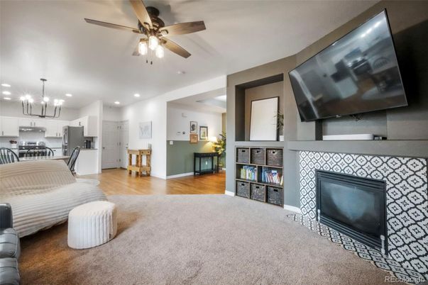 Chandelier, Interior, Kitchen, Recessed Lighting, Stainless Steel Appliances, Wood Texture Flooring