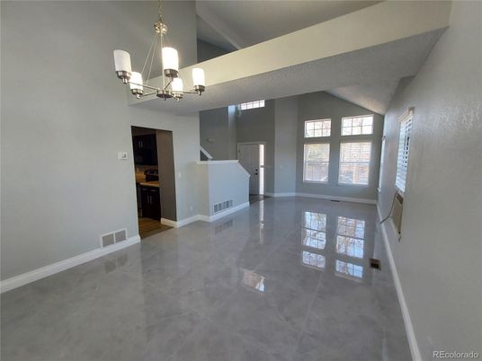 Chandelier, Empty room, Interior