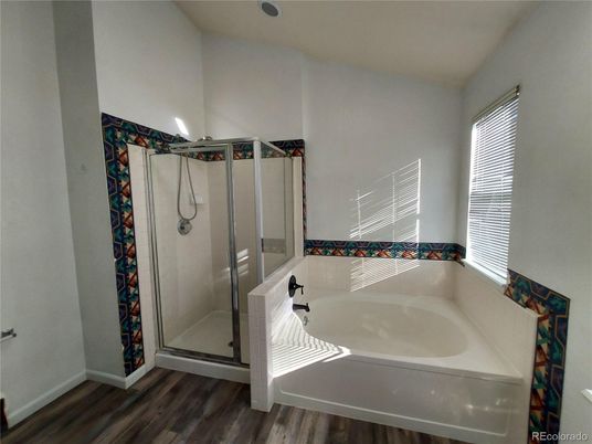Bathroom, Glass Shower, Interior, Wood Texture Flooring