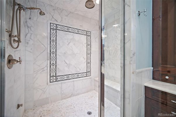 Bathroom, Glass Shower, Interior, Marble Walls