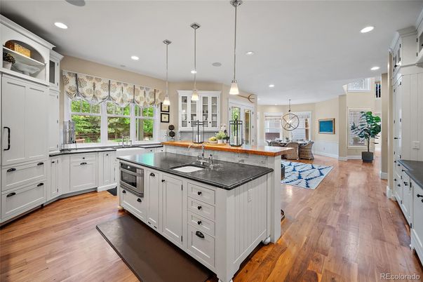 Interior, Kitchen, Pendant Lights, Recessed Lighting, Wood Texture Flooring