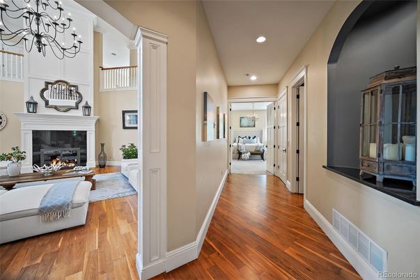 Fireplace, Interior, Recessed Lighting, Wood Texture Flooring
