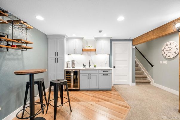 Interior, Kitchen, Recessed Lighting, Wooden Beams, Wood Texture Flooring