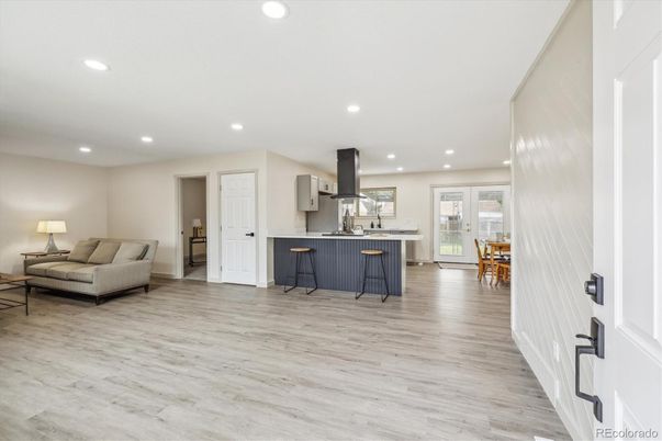 Interior, Kitchen, Recessed Lighting, Wood Texture Flooring