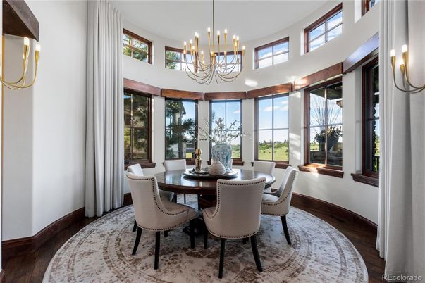 Chandelier, Dining room, Interior, Wood Texture Flooring