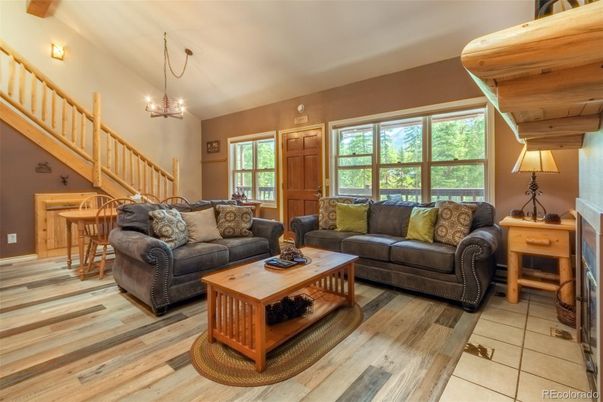 Interior, Living room, Pendant Lights, Wood Texture Flooring
