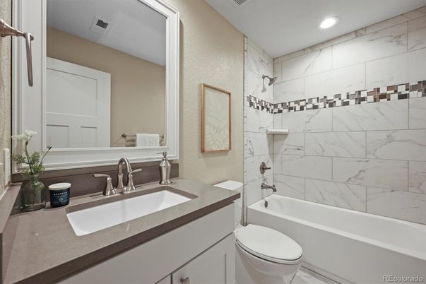 Bathroom, Interior, Marble Walls, Recessed Lighting