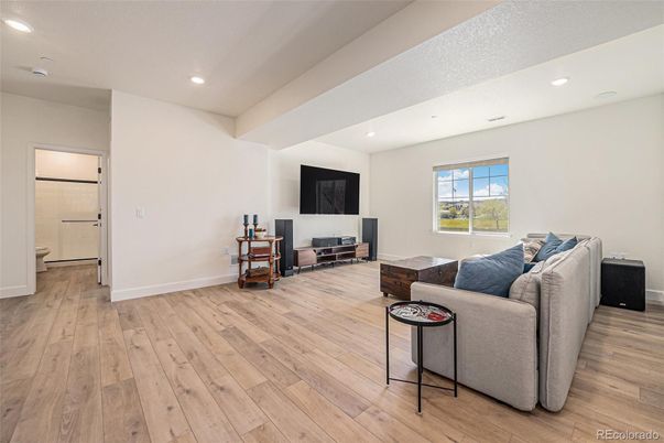 Interior, Living room, Recessed Lighting, Wood Texture Flooring