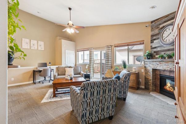 Fireplace, Home Office, Interior, Living room, Wooden Walls