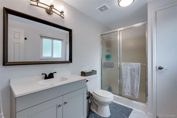 Bathroom, Glass Shower, Interior, Recessed Lighting