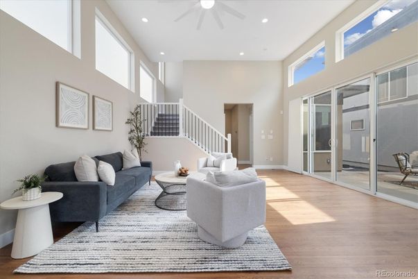 Interior, Living room, Recessed Lighting, Wood Texture Flooring