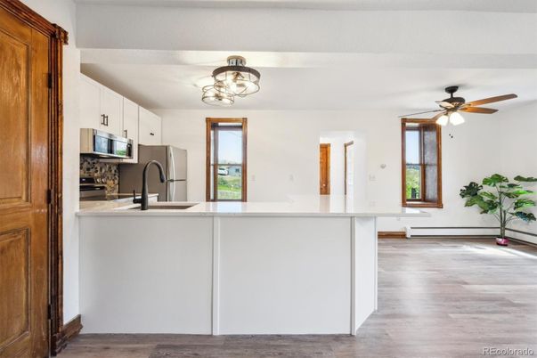 Interior, Kitchen, Stainless Steel Appliances, Wood Texture Flooring