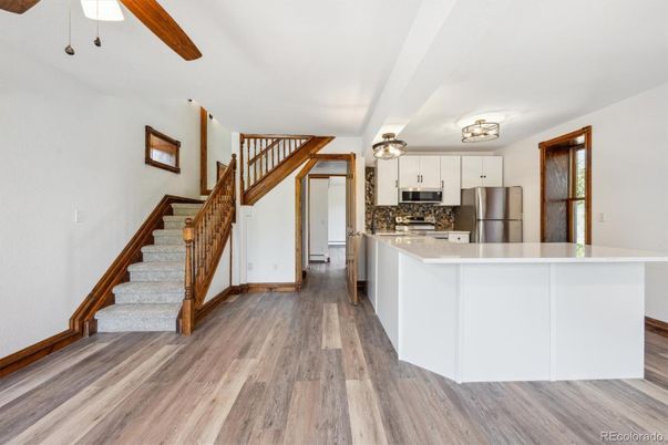 Interior, Kitchen, Stainless Steel Appliances, Wood Texture Flooring