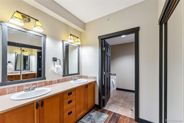 Bathroom, Dual Sink Vanities, Interior, Wood Texture Flooring