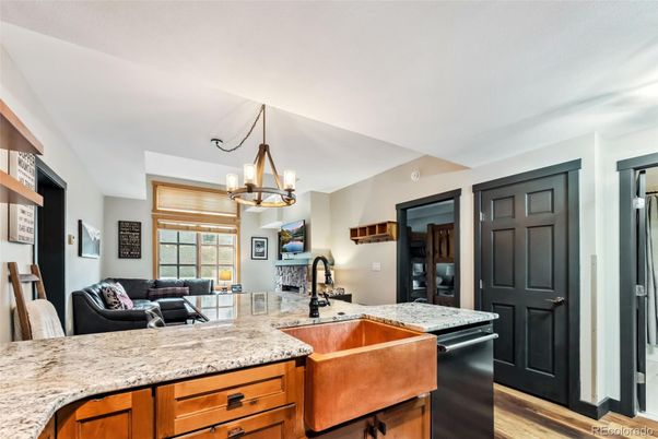 Chandelier, Fireplace, Interior, Kitchen, Living room, Wood Texture Flooring