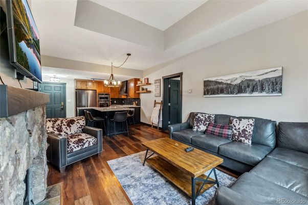 Interior, Kitchen, Living room, Pendant Lights, Stainless Steel Appliances, Wood Texture Flooring