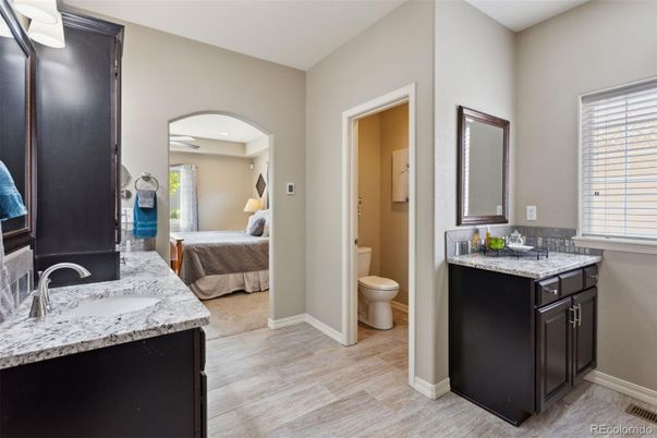 Bathroom, Bedroom, Dual Sink Vanities, Interior, Wood Texture Flooring