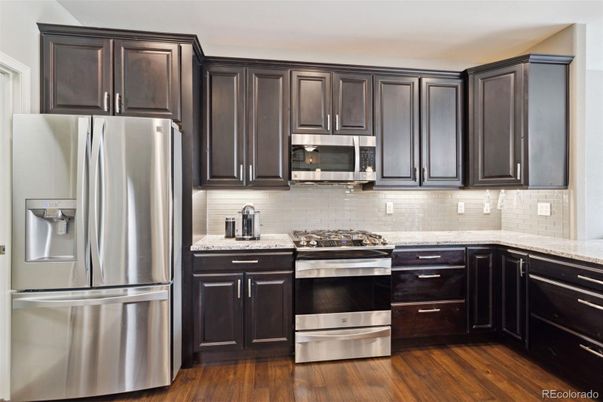 Interior, Kitchen, Stainless Steel Appliances, Wood Texture Flooring