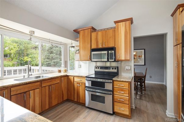 Interior, Kitchen, Stainless Steel Appliances, Wood Texture Flooring