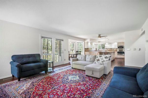 Interior, Kitchen, Living room, Stainless Steel Appliances, Wood Texture Flooring
