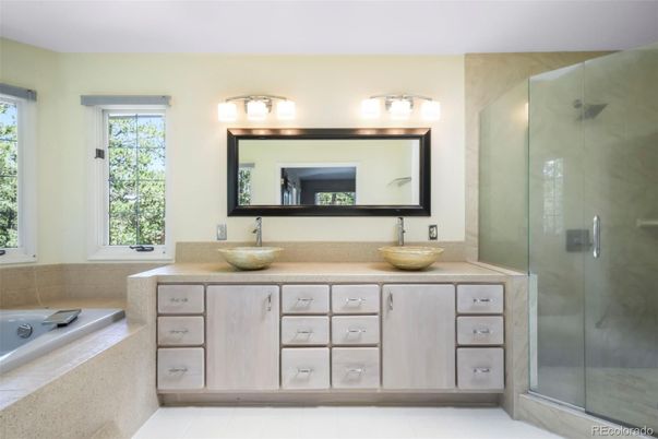 Bathroom, Dual Sink Vanities, Glass Shower, Interior