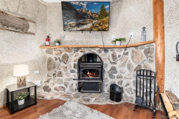 Fireplace, Interior, Stone Walls, Wood Texture Flooring