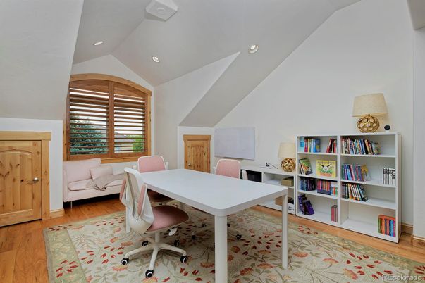 Home Office, Interior, Recessed Lighting, Wood Texture Flooring
