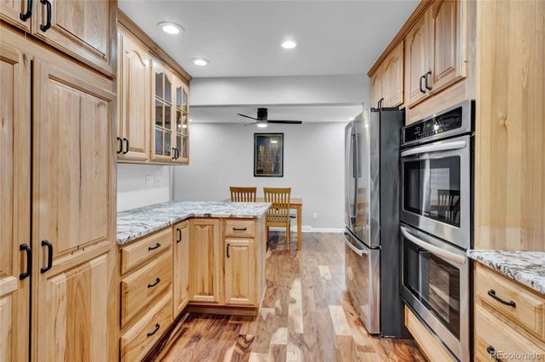 Dining room, Interior, Kitchen, Recessed Lighting, Wood Texture Flooring