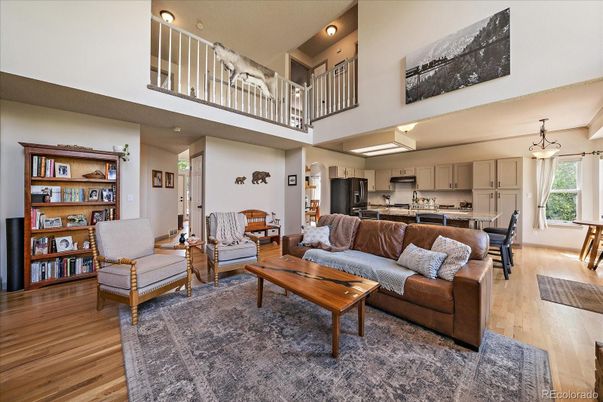 Dining room, Interior, Kitchen, Living room, Pendant Lights, Wood Texture Flooring