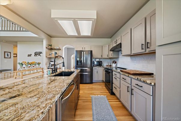 Interior, Kitchen, Stainless Steel Appliances, Wood Texture Flooring