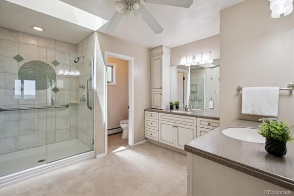 Bathroom, Dual Sink Vanities, Glass Shower, Interior, Recessed Lighting