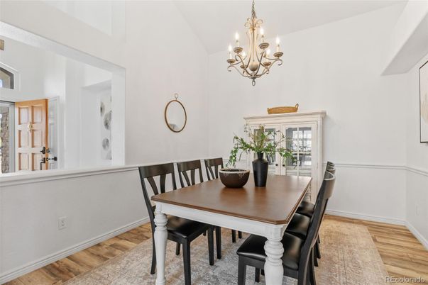 Chandelier, Dining room, Interior, Wood Texture Flooring