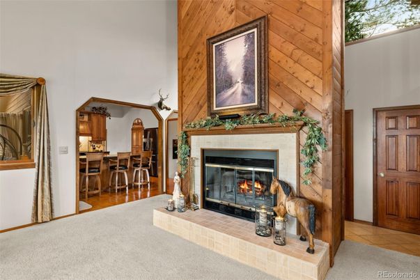 Dining room, Fireplace, Interior, Wooden Walls