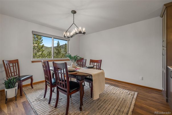 Chandelier, Dining room, Interior, Pendant Lights, Wood Texture Flooring
