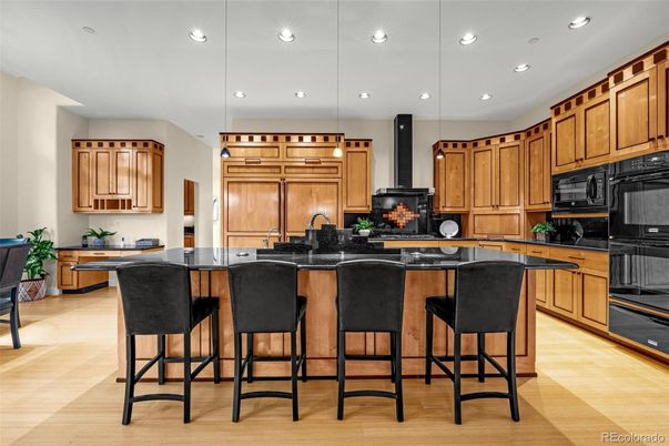 Interior, Kitchen, Pendant Lights, Recessed Lighting, Wood Texture Flooring