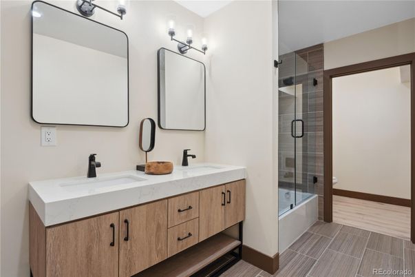 Bathroom, Dual Sink Vanities, Glass Shower, Interior