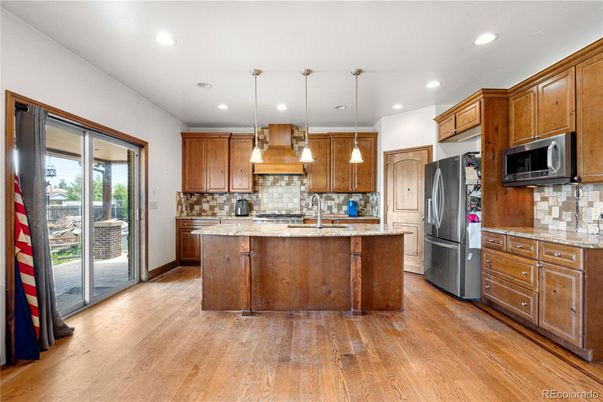 Interior, Kitchen, Pendant Lights, Recessed Lighting, Wood Texture Flooring